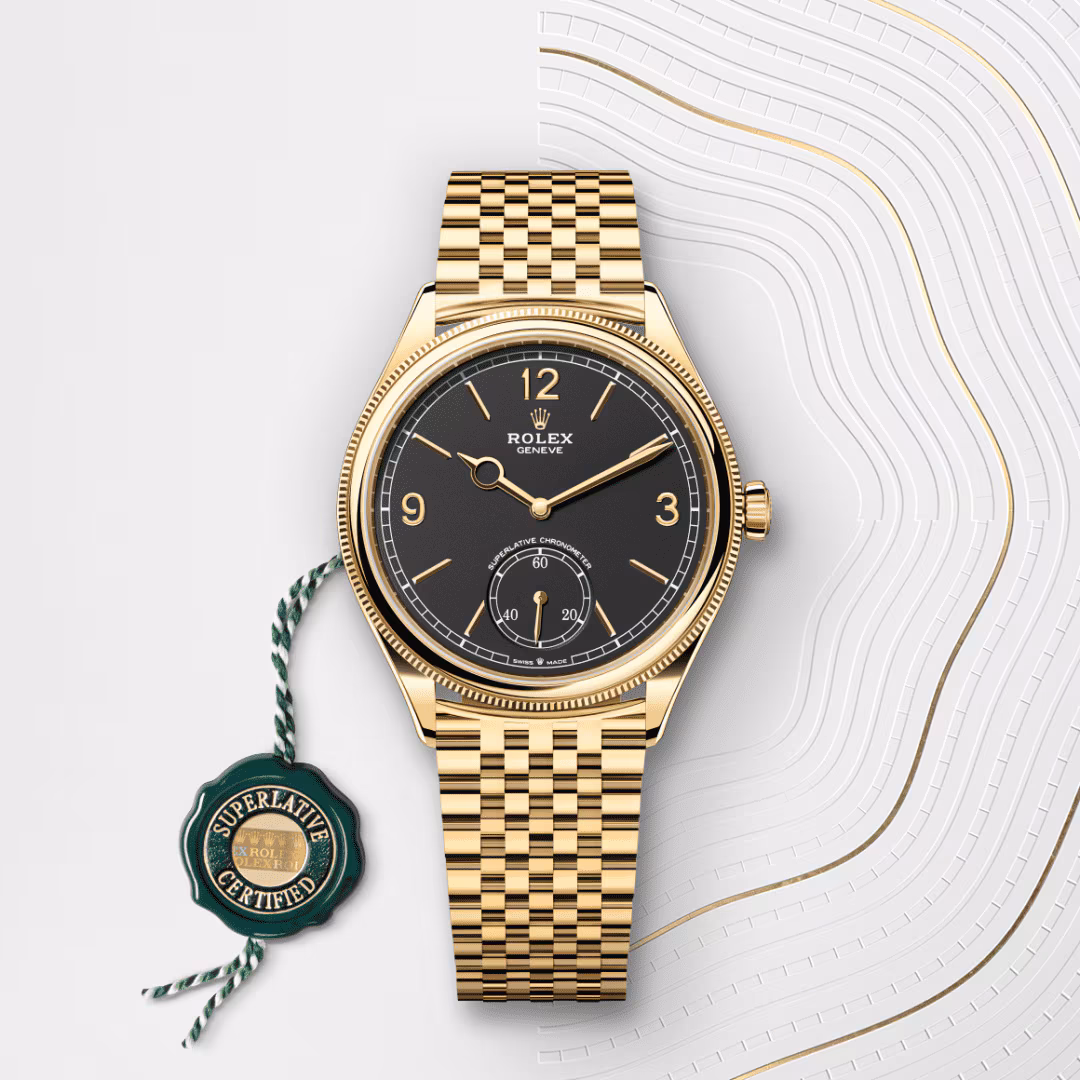1908 39 mm, 18 ct yellow gold Rolex For Sale