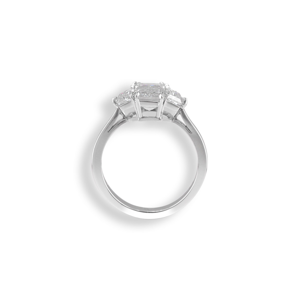 Emerald Cut Diamond Platinum Engagement Ring 3.51 tcw For Sale