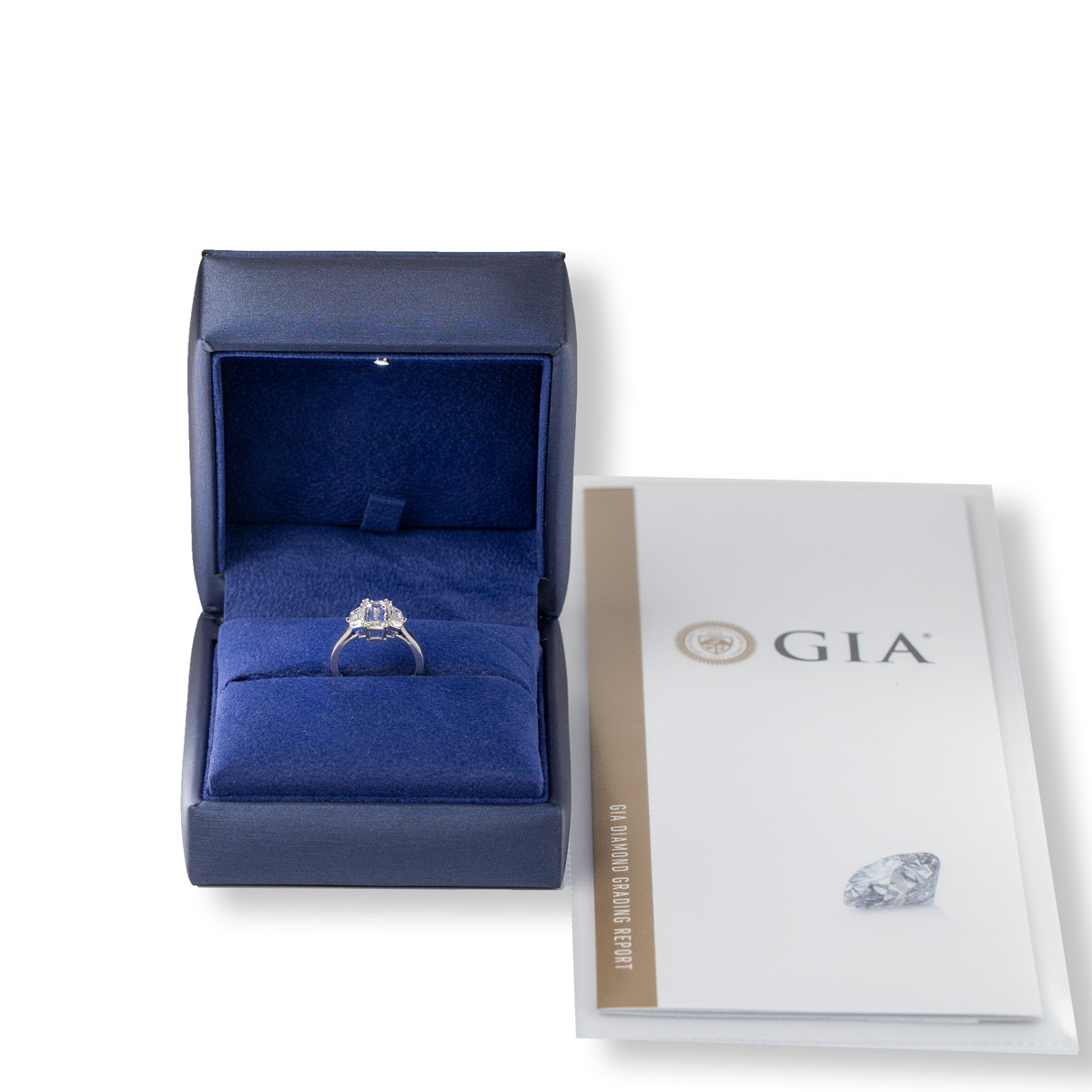Emerald Cut Diamond Platinum Engagement Ring 3.51 tcw For Sale