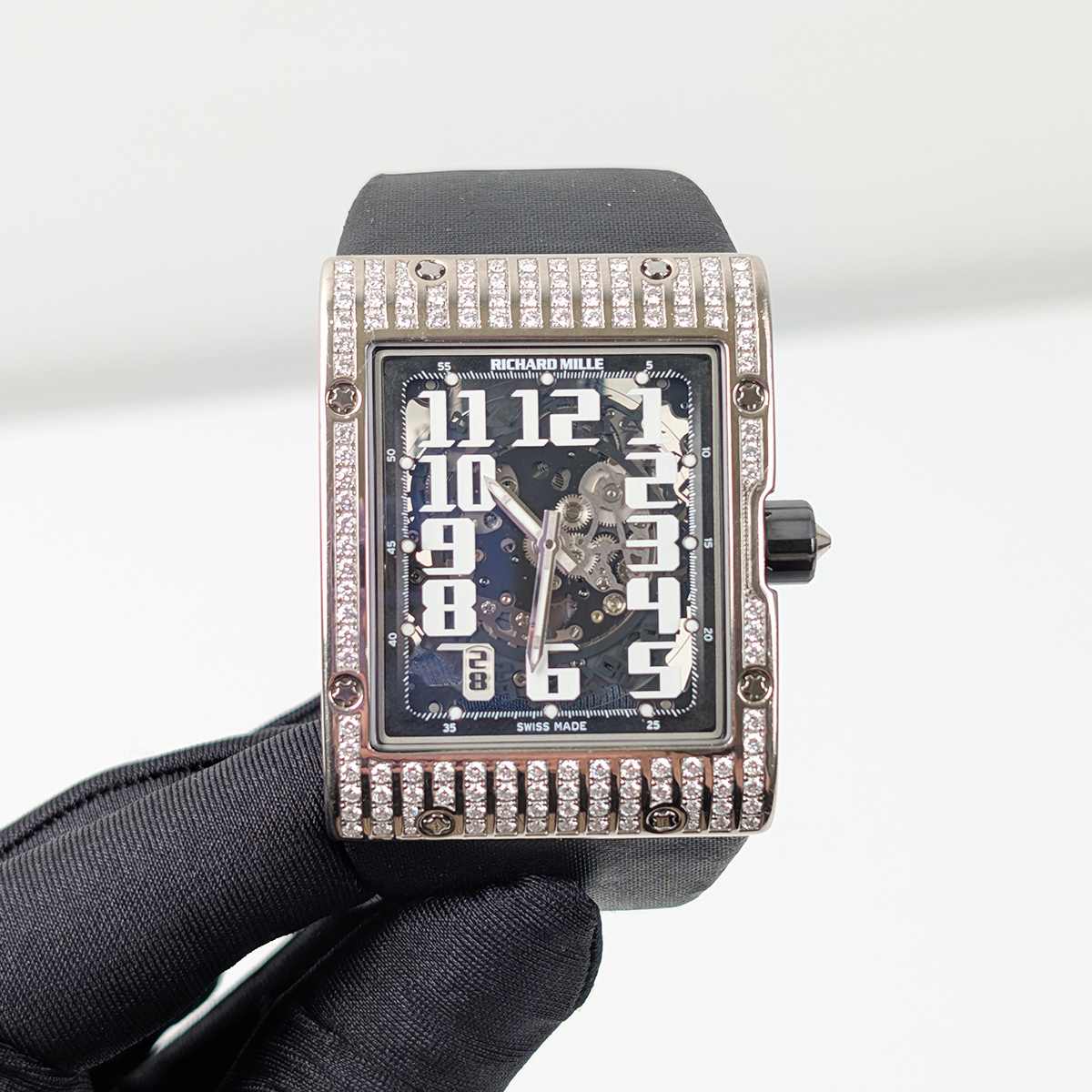 Richard Mille RM016 Ultra Flat with Full Diamond Case White Gold For Sale