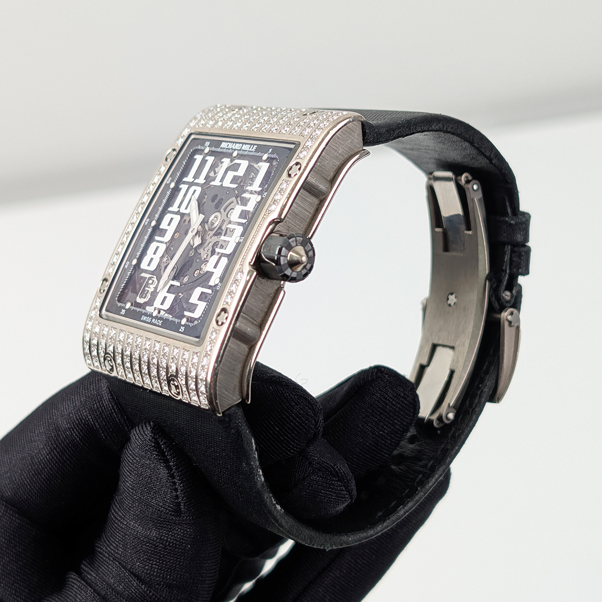 Richard Mille RM016 Ultra Flat with Full Diamond Case White Gold For Sale